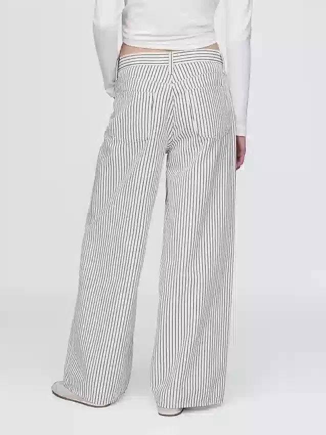 Baggy-jeans med midt høyde og denimstriper