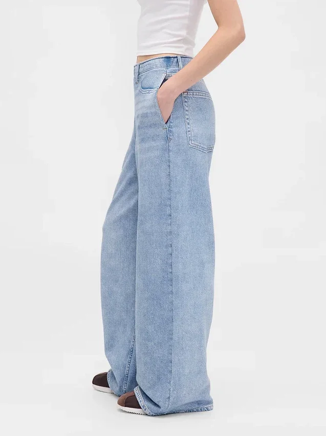 Baggy joggebukse med Jeans-mønster