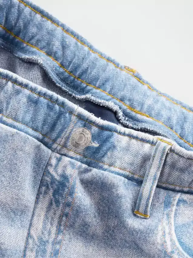 Baggy joggebukse med Jeans-mønster