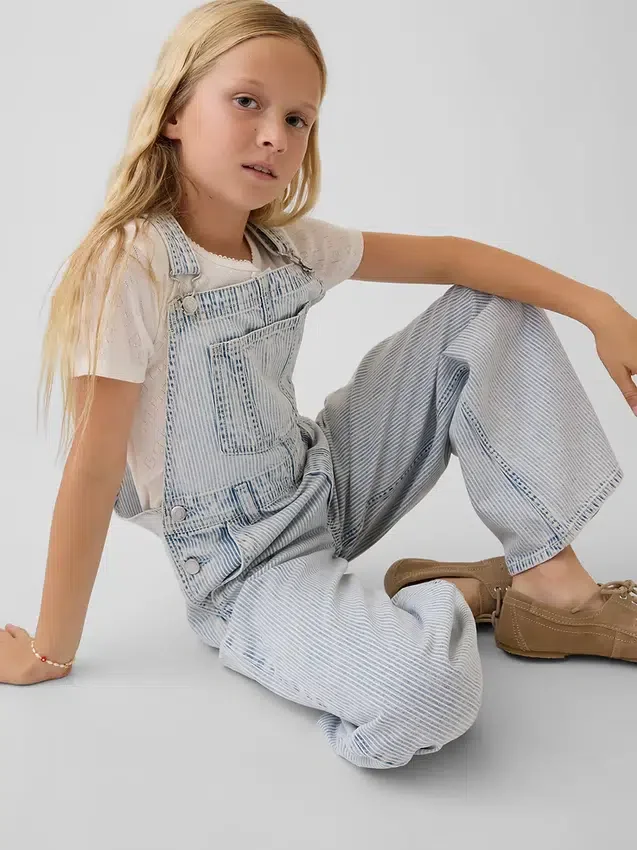 Baggy-overalls i denim med striper for barn