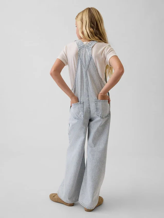 Baggy-overalls i denim med striper for barn