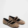 Ballerinasko med to stropper i leopardmønster