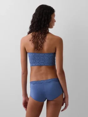 Bandeau-bralette i økologisk stretchbomull med blonder
