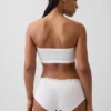 Bandeau-bralette i økologisk stretchbomull med blonder