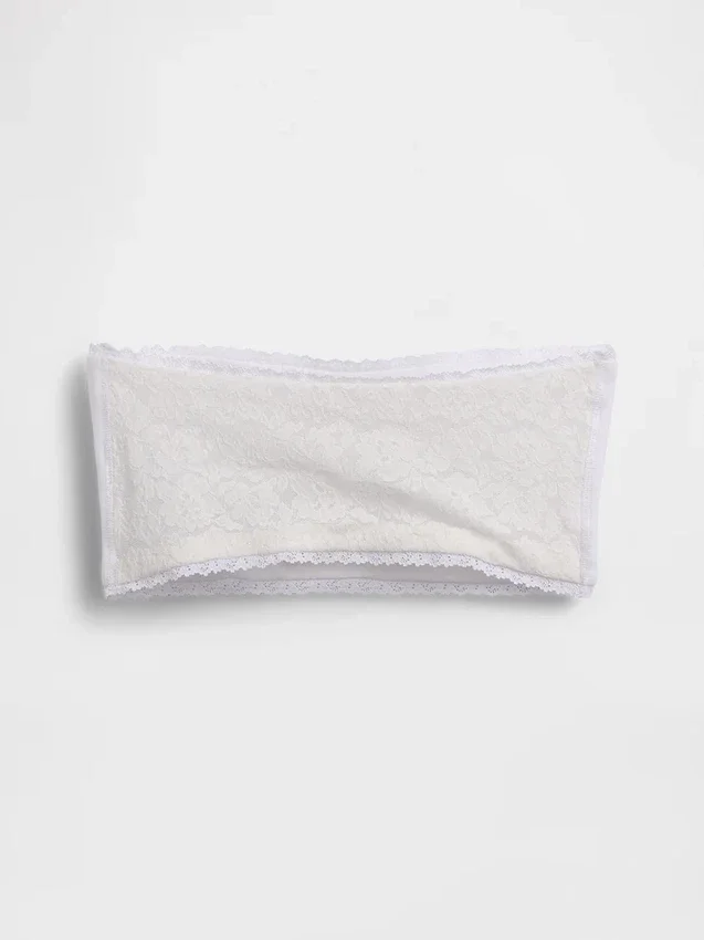 Bandeau-bralette i økologisk stretchbomull med blonder