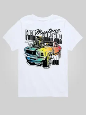 Barn Ford 1970 Ford Mustang regnbue-T-skjorte med korte ermer