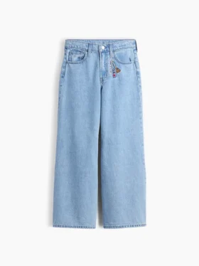 Barn, lav midje, broderte «I Heart NY»-baggy-Jeans