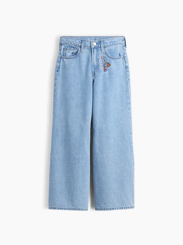 Barn, lav midje, broderte «I Heart NY»-baggy-Jeans