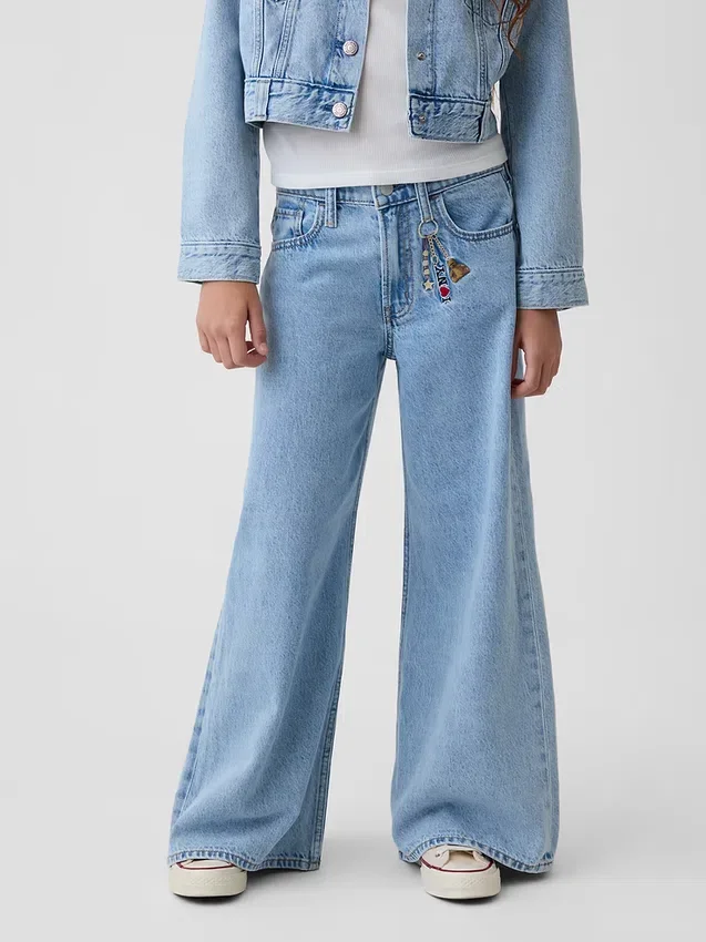 Barn, lav midje, broderte «I Heart NY»-baggy-Jeans