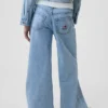 Barn, lav midje, broderte «I Heart NY»-baggy-Jeans