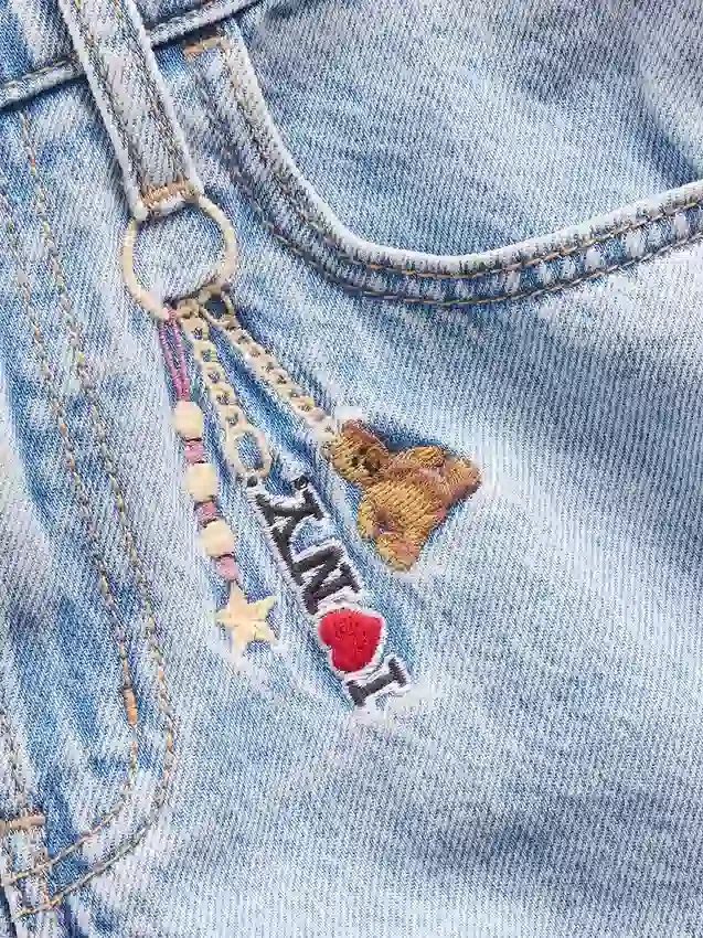 Barn, lav midje, broderte «I Heart NY»-baggy-Jeans