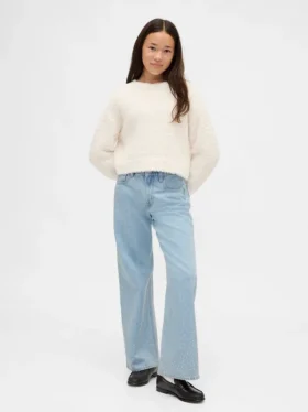 Barn, lav midje, Jeans med vid benåpning og strass