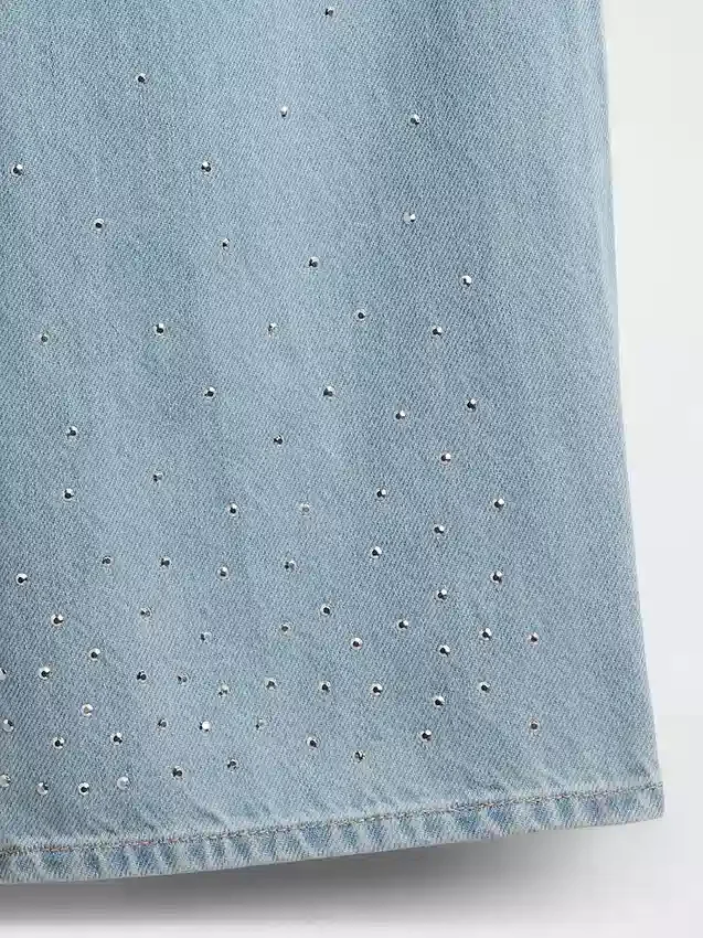 Barn, lav midje, Jeans med vid benåpning og strass