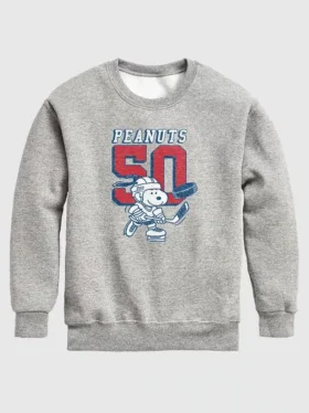 Barn Peanuts Snoopy hockey-fleece-genser med rund hals