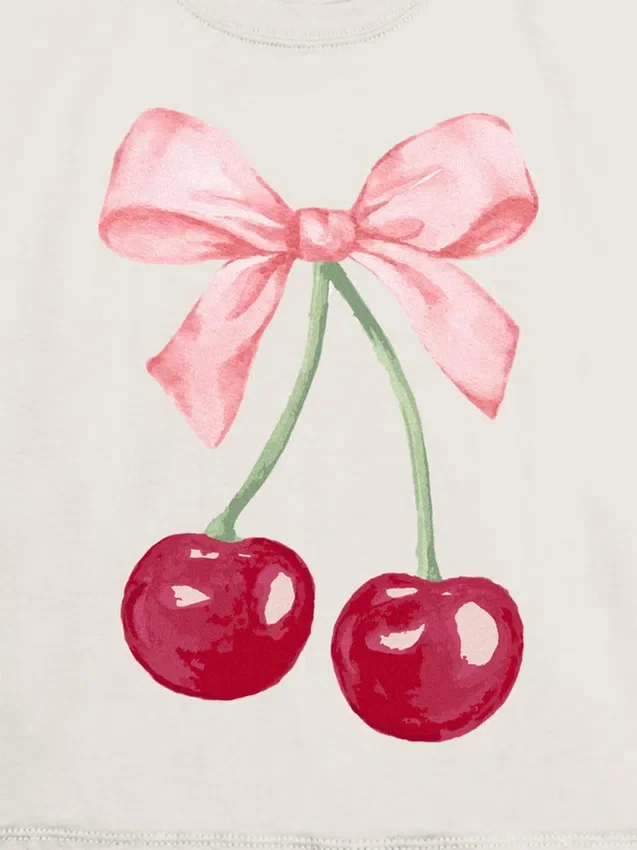 Barn T-skjorte med Cherry Bow-grafikk