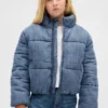Barnas myk, vattert denimjakke med fleecefôr