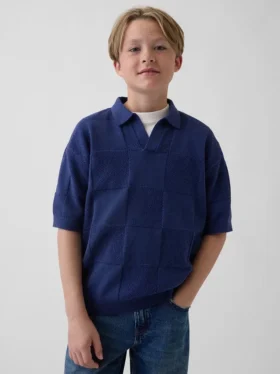Barne-genser med rutemønster og Johnny-krage