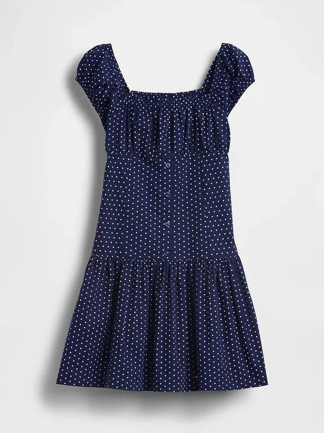 Barnedress med prikker og lav midje