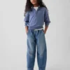 Barnejeans med høy midje og vid benform