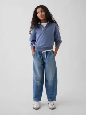 Barnejeans med høy midje og vid benform