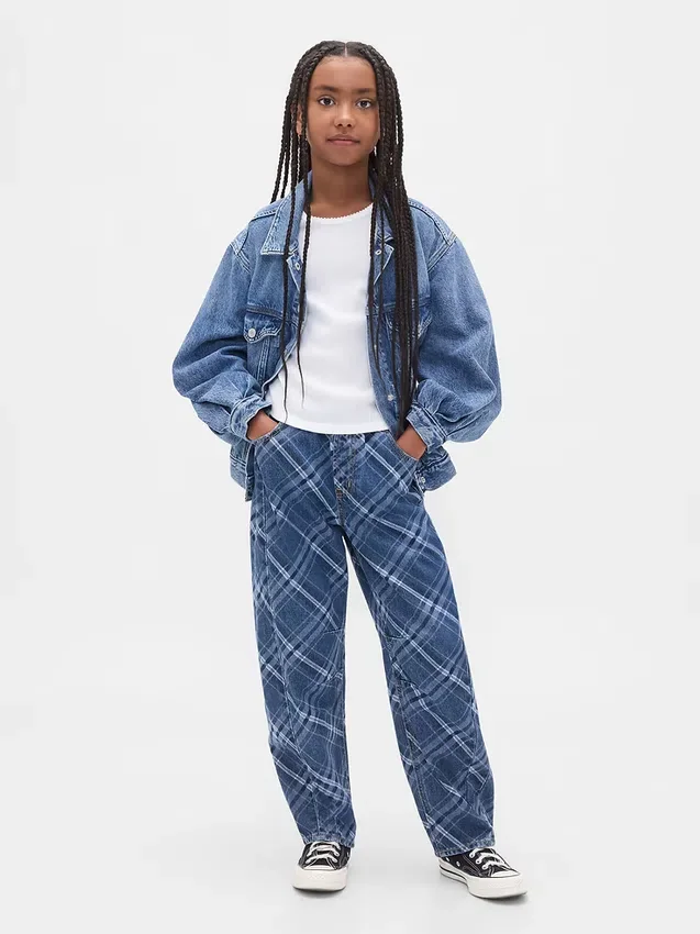 Barnejeans med høy midje og vid benform