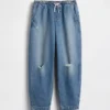 Barnejeans med høy midje og vid benform