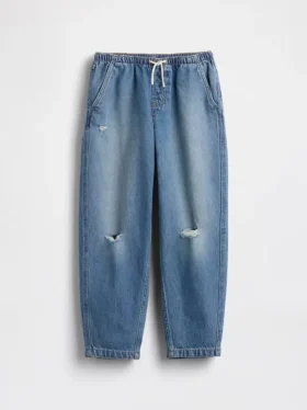 Barnejeans med høy midje og vid benform