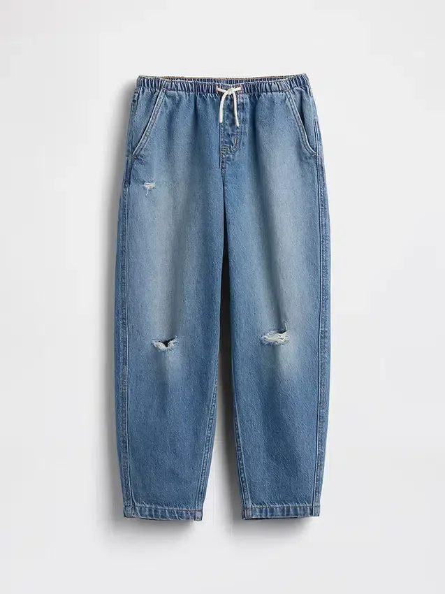 Barnejeans med høy midje og vid benform
