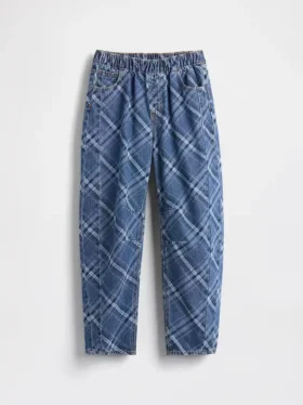 Barnejeans med høy midje og vid benform