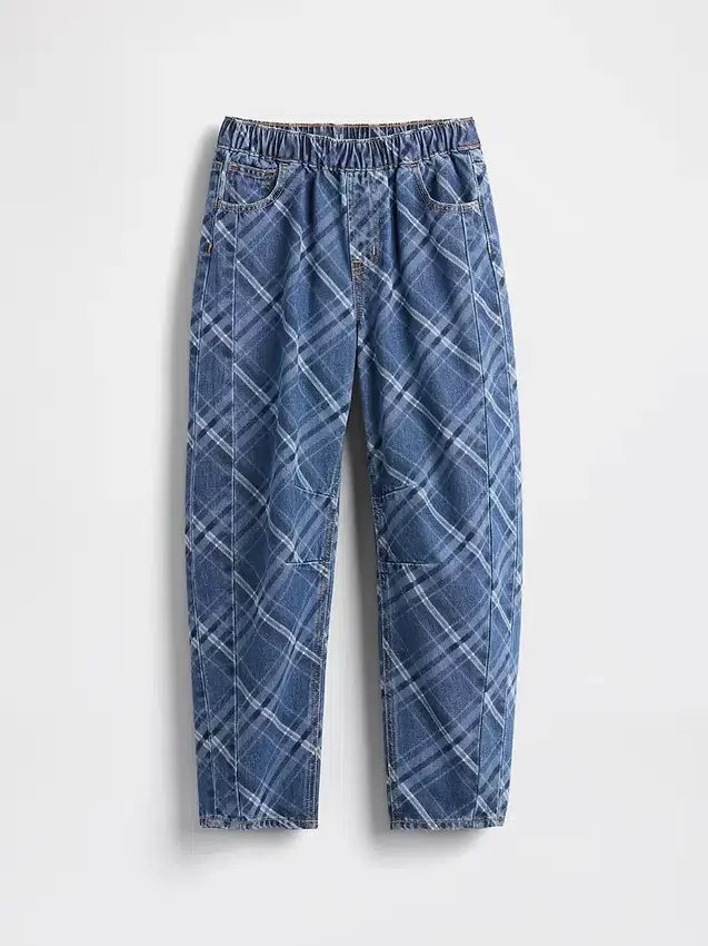 Barnejeans med høy midje og vid benform