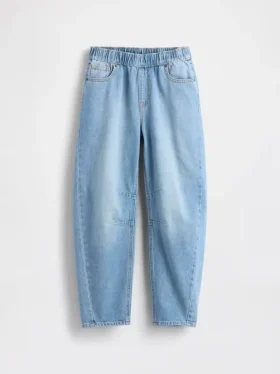 Barnejeans med høy midje og vid benform