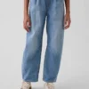 Barnejeans med høy midje og vid benform