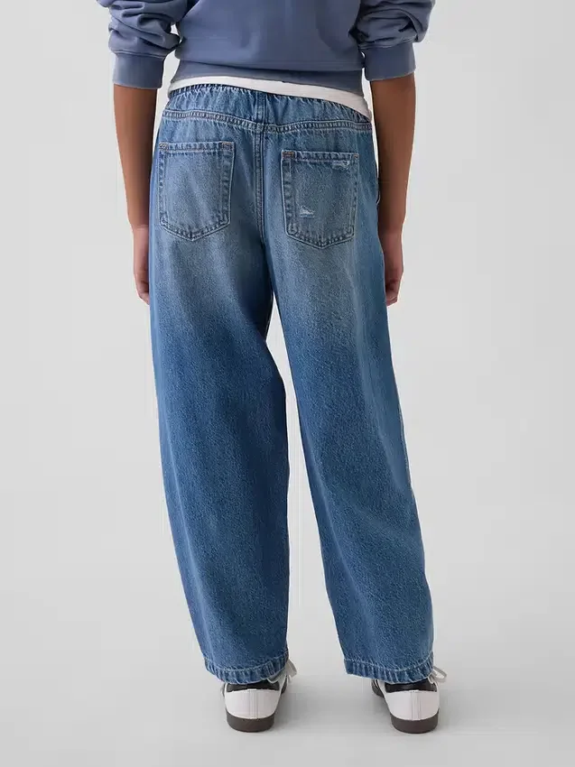 Barnejeans med høy midje og vid benform