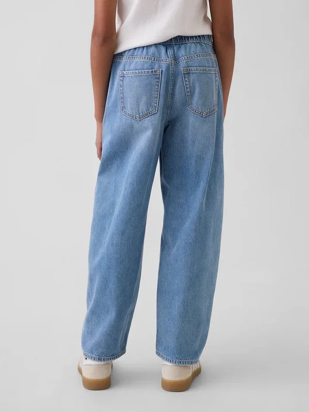Barnejeans med høy midje og vid benform