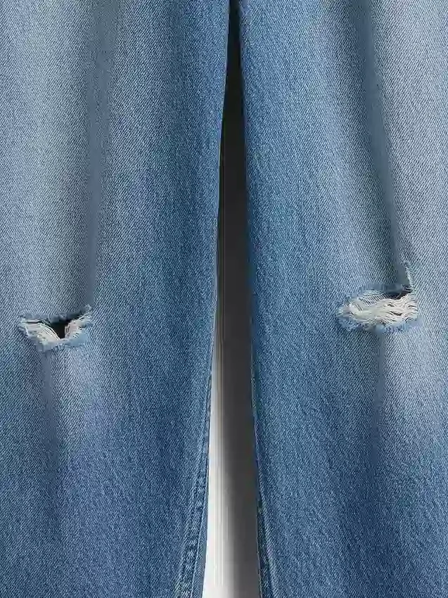 Barnejeans med høy midje og vid benform
