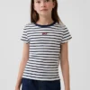 Barnes T-skjorte med broderi og ribbestrikk