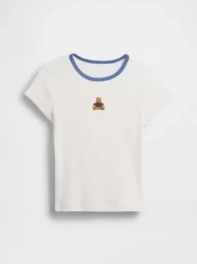 Barnes T-skjorte med broderi og ribbestrikk