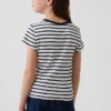 Barnes T-skjorte med broderi og ribbestrikk