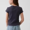 Barnes T-skjorte med broderi og ribbestrikk