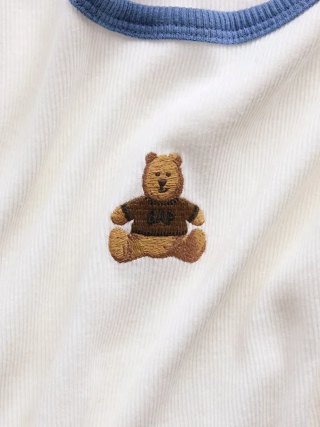 Barnes T-skjorte med broderi og ribbestrikk