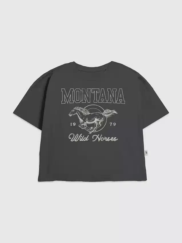 Barnes T-skjorte med «Montana Wild Horse»-motiv