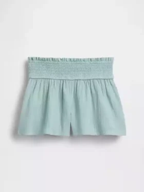 Barneshorts i bomullsgas med sommerfuglkant