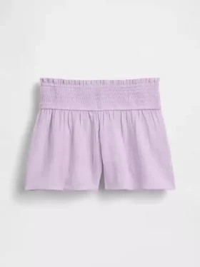 Barneshorts i bomullsgas med sommerfuglkant
