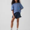 Barneshorts i bomullsgasdenim med volanger