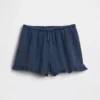 Barneshorts i bomullsgasdenim med volanger