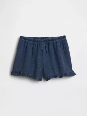 Barneshorts i bomullsgasdenim med volanger
