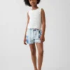 Barneshorts i denim med høy midje og tie-dye-mønster