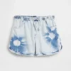Barneshorts i denim med høy midje og tie-dye-mønster