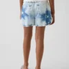 Barneshorts i denim med høy midje og tie-dye-mønster