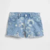 Barneshorts i denim med lav midje og blomstermønster